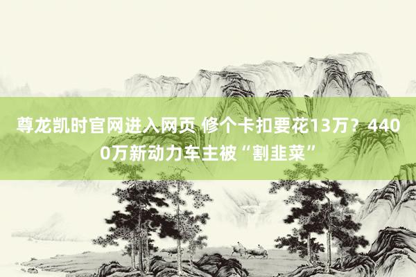 尊龙凯时官网进入网页 修个卡扣要花13万？4400万新动力车主被“割韭菜”