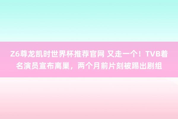 Z6尊龙凯时世界杯推荐官网 又走一个！TVB着名演员宣布离巢，两个月前片刻被踢出剧组
