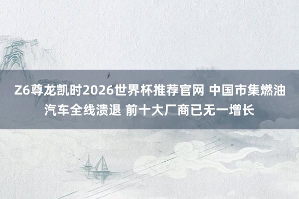 Z6尊龙凯时2026世界杯推荐官网 中国市集燃油汽车全线溃退 前十大厂商已无一增长