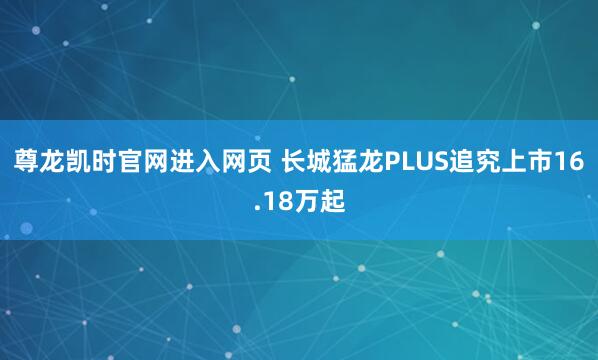 尊龙凯时官网进入网页 长城猛龙PLUS追究上市16.18万起