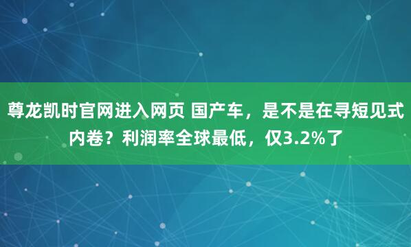 尊龙凯时官网进入网页 国产车，是不是在寻短见式内卷？利润率全球最低，仅3.2%了