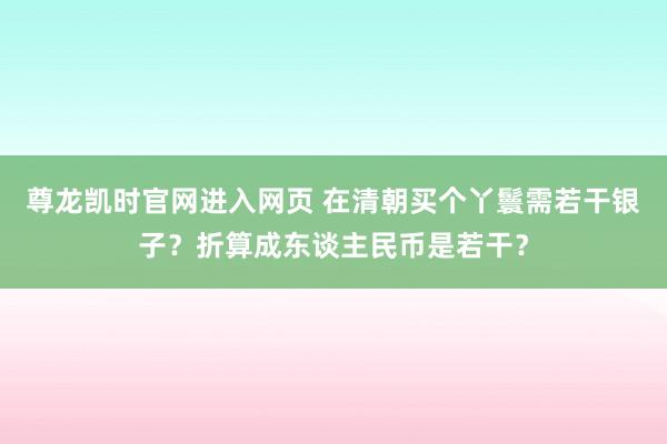 尊龙凯时官网进入网页 在清朝买个丫鬟需若干银子？折算成东谈主民币是若干？