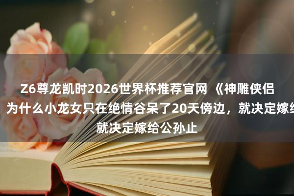 Z6尊龙凯时2026世界杯推荐官网 《神雕侠侣》原著：为什么小龙女只在绝情谷呆了20天傍边，就决定嫁给公孙止