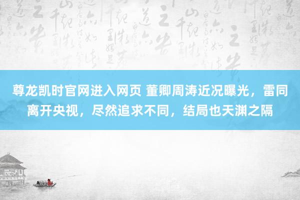 尊龙凯时官网进入网页 董卿周涛近况曝光，雷同离开央视，尽然追求不同，结局也天渊之隔