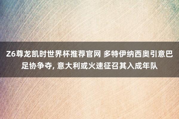 Z6尊龙凯时世界杯推荐官网 多特伊纳西奥引意巴足协争夺， 意大利或火速征召其入成年队