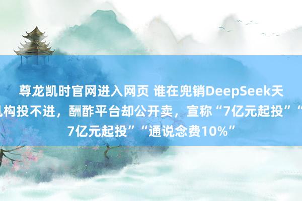 尊龙凯时官网进入网页 谁在兜销DeepSeek天价份额？顶级机构投不进，酬酢平台却公开卖，宣称“7亿元起投”“通说念费10%”