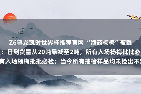 Z6尊龙凯时世界杯推荐官网 “泡药杨梅”被曝光，记者打听南京市集：日到货量从20吨暴减至2吨，所有入场杨梅批批必检；当今所有抽检样品均未检出不对格情况