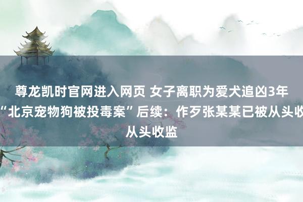 尊龙凯时官网进入网页 女子离职为爱犬追凶3年，“北京宠物狗被投毒案”后续：作歹张某某已被从头收监