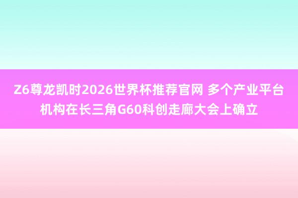 Z6尊龙凯时2026世界杯推荐官网 多个产业平台机构在长三角G60科创走廊大会上确立