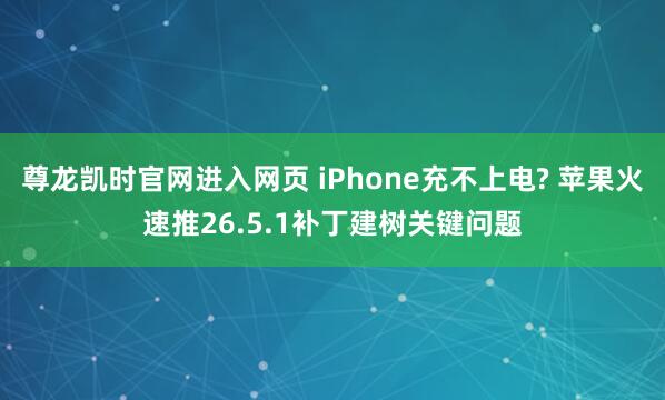 尊龙凯时官网进入网页 iPhone充不上电? 苹果火速推26.5.1补丁建树关键问题