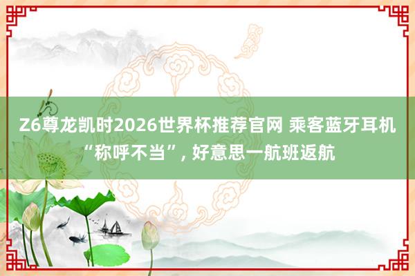 Z6尊龙凯时2026世界杯推荐官网 乘客蓝牙耳机“称呼不当”， 好意思一航班返航
