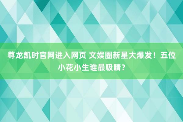 尊龙凯时官网进入网页 文娱圈新星大爆发！五位小花小生谁最吸睛？