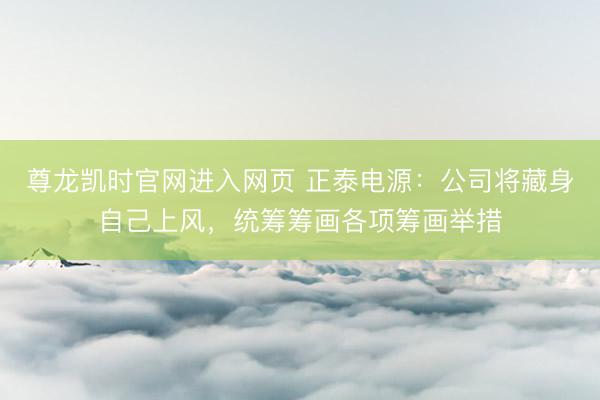 尊龙凯时官网进入网页 正泰电源：公司将藏身自己上风，统筹筹画各项筹画举措