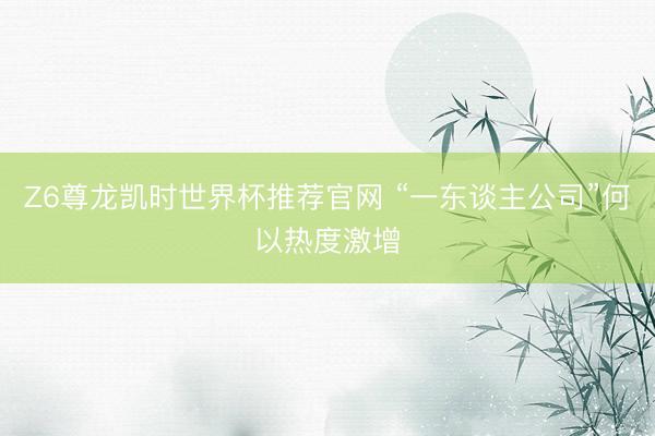Z6尊龙凯时世界杯推荐官网 “一东谈主公司”何以热度激增