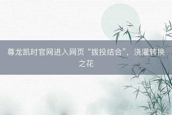 尊龙凯时官网进入网页 “拨投结合”，浇灌转换之花