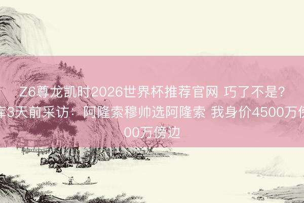 Z6尊龙凯时2026世界杯推荐官网 巧了不是？库库3天前采访：阿隆索穆帅选阿隆索 我身价4500万傍边