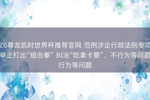 Z6尊龙凯时世界杯推荐官网 范例涉企行政法则专项举止打出“组合拳” 纠治“吃拿卡要”、不行为等问题
