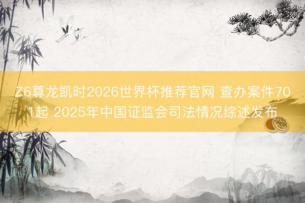 Z6尊龙凯时2026世界杯推荐官网 查办案件701起 2025年中国证监会司法情况综述发布