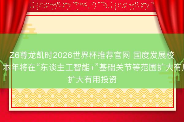 Z6尊龙凯时2026世界杯推荐官网 国度发展校正委：本年将在“东谈主工智能+”基础关节等范围扩大有用投资