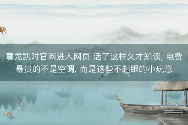 尊龙凯时官网进入网页 活了这样久才知谈， 电费最贵的不是空调， 而是这些不起眼的小玩意